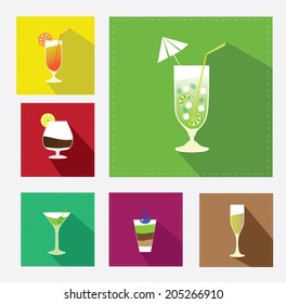 Cocktails Icons Set