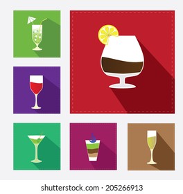 Cocktails Icons Set