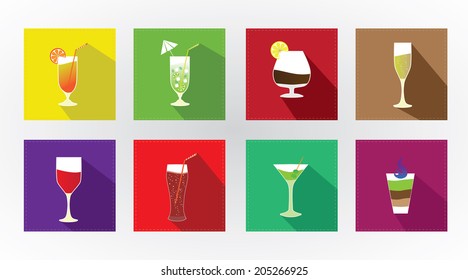 Cocktails Icons Set