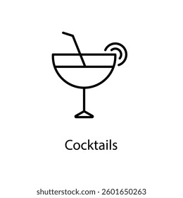 Cocktails icons vector stock illustration.