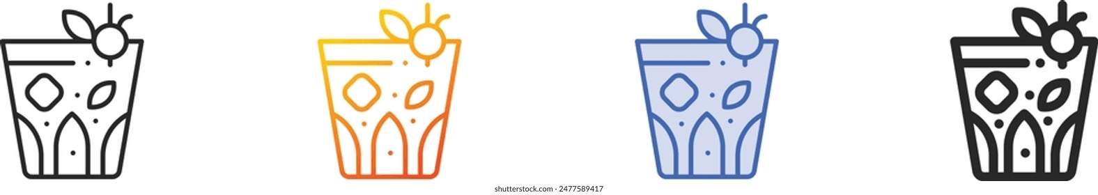 cocktails icon.Thin Linear, Gradient, Blue Stroke and bold Style Design Isolated On White Background