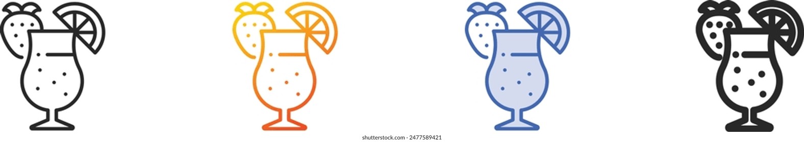 cocktails icon.Thin Linear, Gradient, Blue Stroke and bold Style Design Isolated On White Background