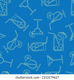 cocktails line seamless background. vector illustration with drinks.