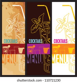 Cocktails Menu Card Design template. Menu template for restaurant, cafe and bar vector design set.