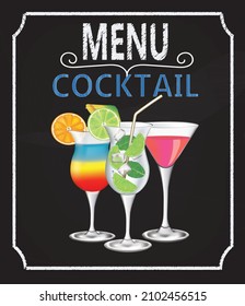 Cocktails menu design. vector illustration