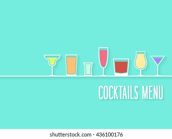 Cocktails Menu. Vector illustration.