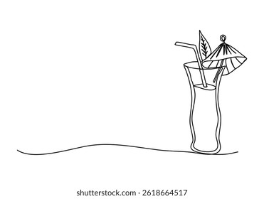 Cocktails, one line drawing vector illustration.