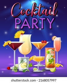 Cocktails Party Sparkling Background illustration