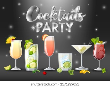 Cocktails Party Sparkling Background illustration