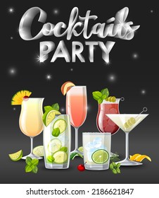 Cocktails Party Sparkling Background illustration