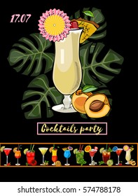 Cocktails party. Vector cocktails set isolated.