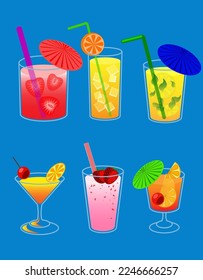 Cocktails - a schematic representation of objects that are applicable for business, advertising, illustrations and logos.