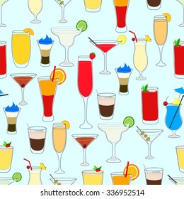 Cocktails seamless pattern