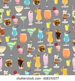 cocktails. seamless pattern
