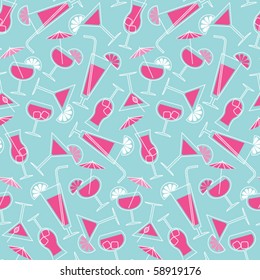 Cocktails - seamless pattern background