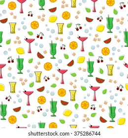 Cocktails Seamless Pattern. Vector Illustration.