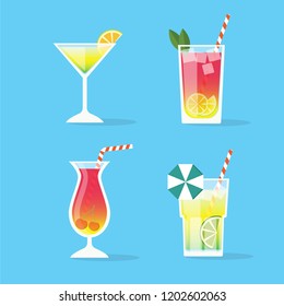 cocktails set, alcohol drinks glasses set 