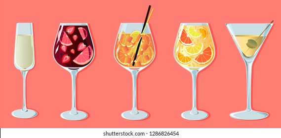 cocktails set bar vector illustration