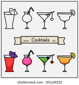 Cocktails set. Vector illustration.