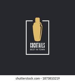 Cocktails shaker logo on black background