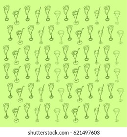 Cocktails with a straw. Vector background. Pattern.