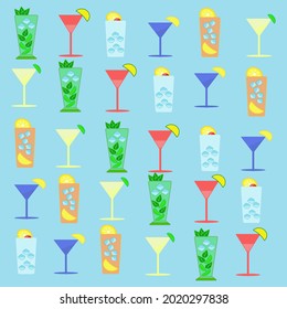 Cocktails vector for background or texture
