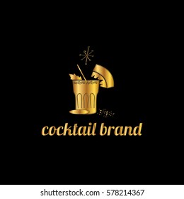 Cocktails vector logo design template