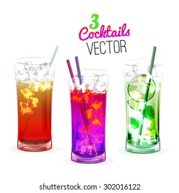 Cocktails vector. Mojito. Beverages