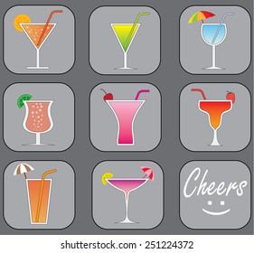 Cocktails vector set