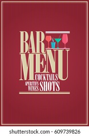  Cocktails and wine restaurant bar menu design.Vector illustration