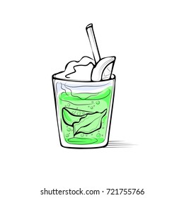 Cocktails.Hand drawn illustration of cocktails. Vector illustration.