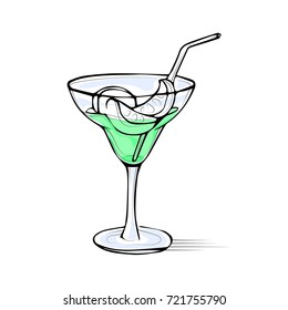 Cocktails.Hand drawn illustration of cocktails. Vector illustration.