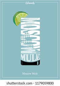 Cocktail,Silhouette,Moscow Mule,Clip Art,typography,retro Style Vector Illustration,white Color