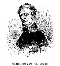 Cocles (Barthelemy), chiromancer of the sixteenth having knowledge of astrology and physiognomy and predict to Luke gauric, vintage engraved line art illustration. Infernal Dictionary 1863.