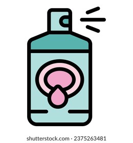 Vector de contorno de icono de aerosol de aire de coco. El coco natural. Color crema cosmética plano