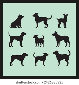 Coco dog set silhouette Clipart on a hex color background