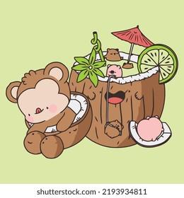 Coco Drink And Bear Tshirt Vector Design