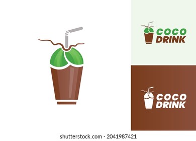 Coco drink logo design concept vector 