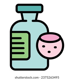 Coco lotion icon outline vector. Coconut product. Cream milk color flat