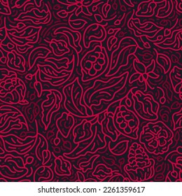 Cocoa abstract art deco pattern. Dark chocolate. Vector nouveau, nature background. Line of flower, leaves. Graphic boho ornament in modern style.