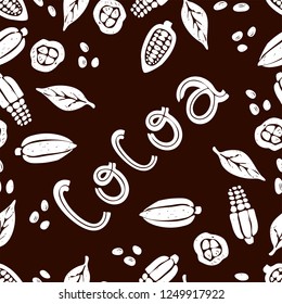 Cocoa banner also seamless pattern, vector