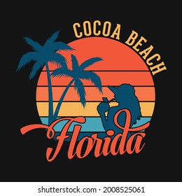 Cocoa Beach Florida - Summer beach t shirt design, vector graphic.