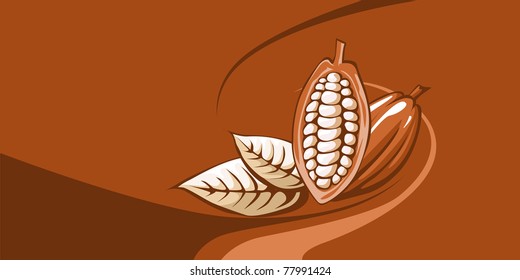 cocoa bean with chocolate background