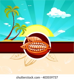 cocoa bean design with tropical nature