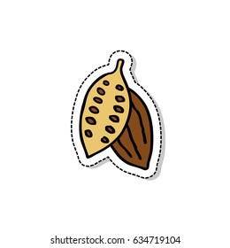 cocoa bean doodle icon, sticker