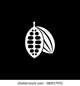 Cocoa Bean Flat Icon On Black Background