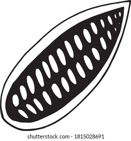 cocoa bean half hand drawn vector doodle. single element for design icon, label, menu, sticker. food, plant