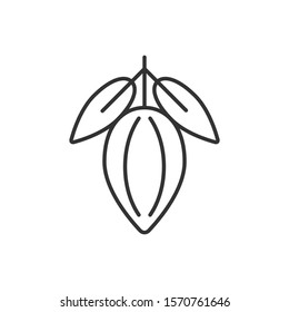 Cocoa bean icon in flat style. Chocolate cream vector illustration on white isolated background. Nut plant business concept.
