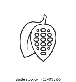 Cocoa bean icon in flat style. Chocolate cream vector illustration on white isolated background. Nut plant business concept.
