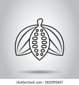Cocoa bean icon in flat style. Chocolate cream vector illustration on white isolated background. Nut plant business concept.